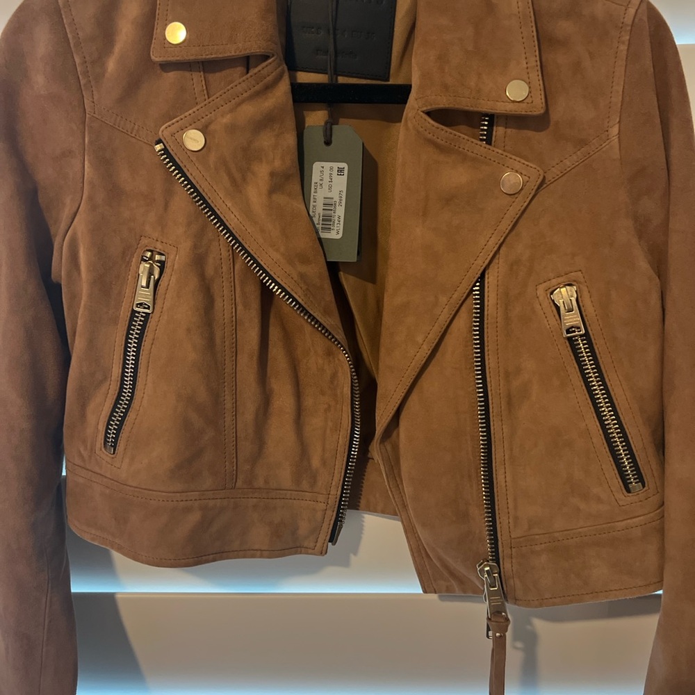 All Saints Tan Leather Biker Jacket